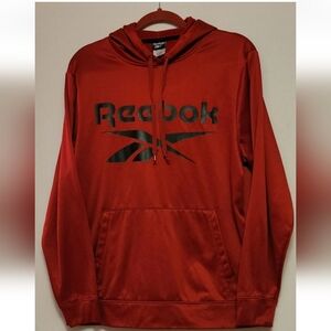 Reebok Men’s Hoodie Pullover Red Black Logo Size M Athletic Sweatshirt